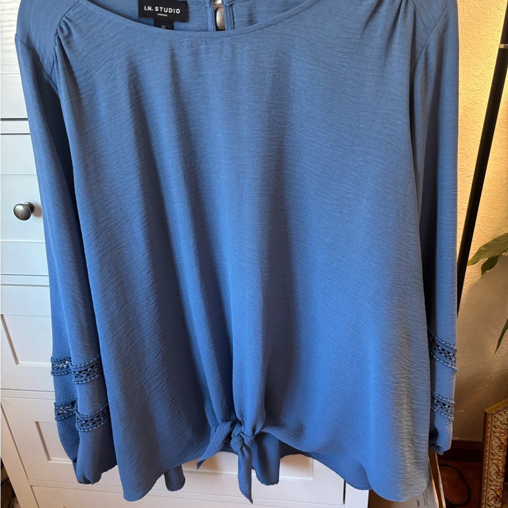 I.N.Studio Blouse in Denim Blue Size 1X